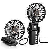 Portable Handheld Fan, USB Rechargeable Foldable Mini Personal Fan, 5200mAh, 180 Adjustable, 6 Sp...