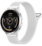 18mm 20mm Metal Band Compatible for Garmin Vivoactive 5/6/4S/3 Watch Bands, Soft Stainless Steel ...