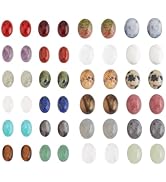 PH PandaHall 48pcs Natural Gemstone Cabochons, 24 Styles Oval Flatback Cabochons Stone Quartz Cry...