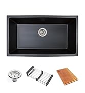 Black granite stone kitchen sink79.4×45.7cm, corrosion and scratch resistant, bottom thickness 1....