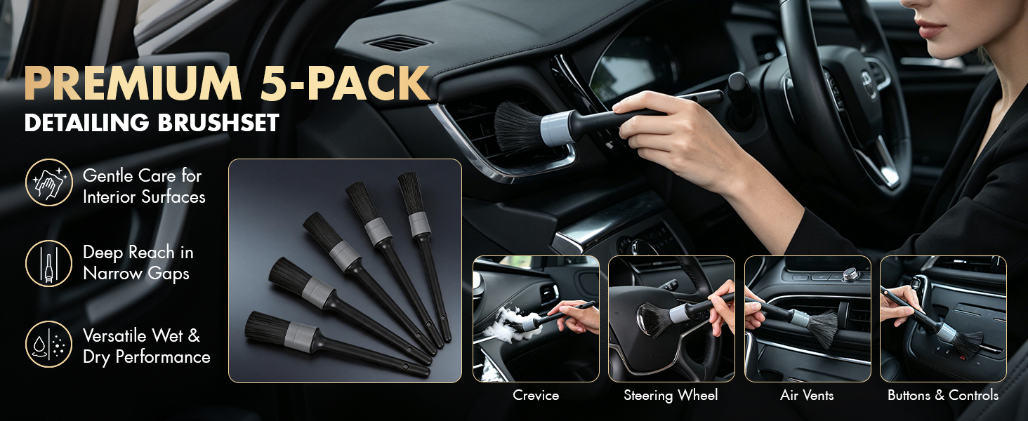 PREMIUM 5-PACK DETAILING BRUSH SET
