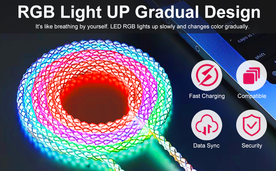 rgb light up usb c cable