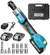 Seesii 3/8" Cordless Electric Ratchet Wrench, 60 ft-lbs (80Nm) High Torque, 21V Max, 2×2.0Ah Batt...