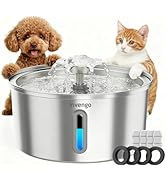Cat Water Fountain Stainless Steel 3.2L/108oz, Invengo Automatic Pet Fountain for Cats &amp; Dogs, Ul...