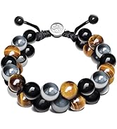 Jkjoy Triple Protection Bracelet,Bracelet for Men Women,10mm Yellow Tiger Eye Stone,Magnet Stone,...