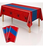 iCrius 3-Pack Spider Theme Tablecloths - 54x108 Inch Disposable Plastic Table Covers for Birthday...