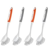 VEVOR Dish Brush, 4 Pack Kitchen Scrub Brushes with PP Handle, Dish Cleaning Brushes with Curved ...