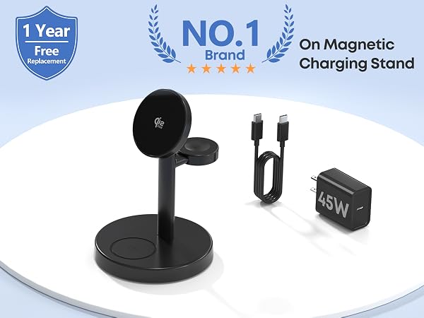 Aeinidi 2026 25W 3 in 1 Super Fast Wireless Charging Station Compatible with MagSafe Charger Stand