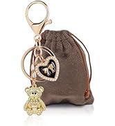 YGMONER Gold Bear Keychains Bling Rhinestone Car Keyring &amp; Bag Accessory Free with Gift Bag (Bear)
