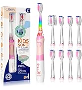 SEAGO Kids Electric Toothbrush with 2 Mins Brushing Timer and 8 Replacement Bursh Heads,Rainbow L...