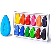 Four Candies Crayons 12 Count, Non Toxic Washable Toddler Crayons, Water-Drop Shape Jumbo Crayons...