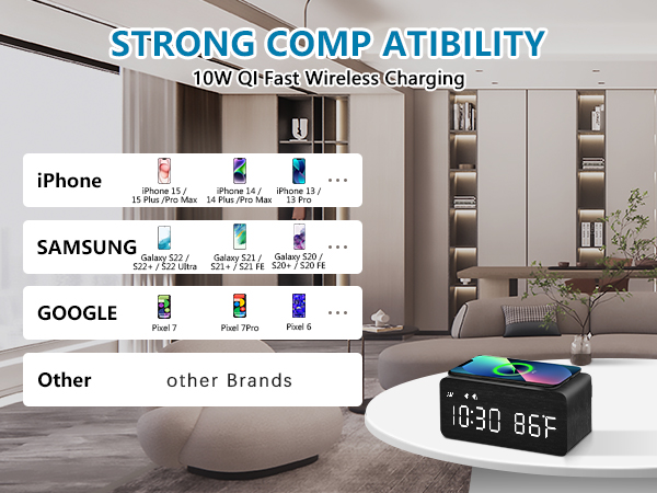 wireless charging clock