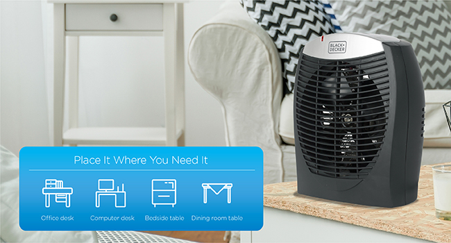 BLACK+DECKER Electric Heater, Personal Heater with 3 Settings