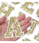 26Pcs Glitter Iron on Letters Gold Glitter Sequin Letter Patches Bling Letters for Clothing Hats ...