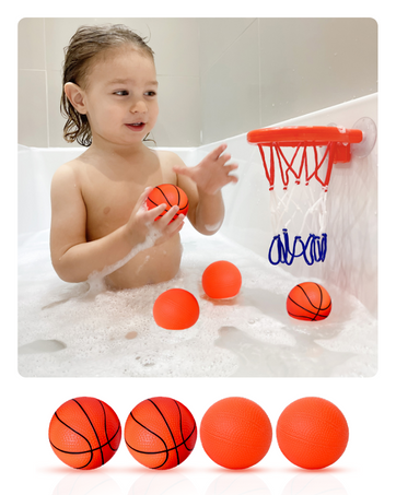 bath toys bathtub basketball hoop for toddler kid boy and girl fun play water toy bathtime 4 balls