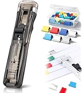 Portable Binder Clip Stapler - Includes 50 Reusable Clips, Handheld Paper Clam Clip Dispenser Set...
