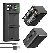 K&amp;F Concept - Paquete de 2 baterías NP-F970 y cargador de batería dual compatibles con Sony NP-F9...
