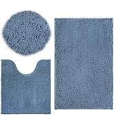 AINAHYVA Bathroom Rugs Chenille Bath mat 3 Piece Set, Super Absorbent, Strong PVC Non Slip Unders...