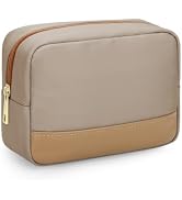 JINSI Travel Makeup Bag, Oxford Cosmetic Organizer Pouch (Khaki) | Foam padding, multi-pocket, me...