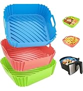 3 Pcs Silicone Air Fryer Liners Square Airfryer Liners 4-7 QT 7.1 Inch Reusable Air Fryer Silicon...