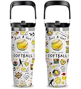 xiiai Softball Gift for Women &amp; Girls - 30oz Insulated Stainless Steel Tumbler with Handle, Cute ...