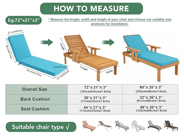 outdoor chaise lounge cushions 80x26