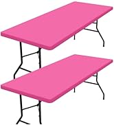 homing 2 Pack Rectangle Table Cloth, Elastic Fitted Fabric Tablecloth Fits for 6 Foot Folding Tab...