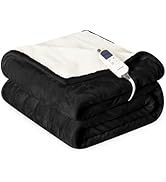 Cozorbt Heat Blanket 50”x60” Throw,Soft Flannel &amp; Sherpa Reversible Electric Blanket with 10 Heat...