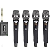 ACEMIC UHF Wireless Microphone System 4-Channel Cordless Mic with 4 Handheld Dynamic Microphones ...