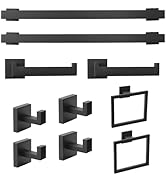 NCONCO Bathroom Hardware Set, 10pcs Bathroom Hardware Accessories Set Matte Black Metal Bath Towe...
