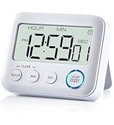 PIAMIG Digital Kitchen Timer Alarm Clock for Cooking, Large LCD Display Multi-Function, Strong Ma...
