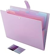NAFY Colorful Expanding File Folder, 5 Pockets Folder with Colored Labels Portable Weave Pattern ...