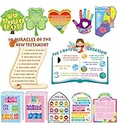 gisgfim 12 Pcs Bible Posters Sunday School Kids Ministry Bullet Board Bible Study Lessons Educati...