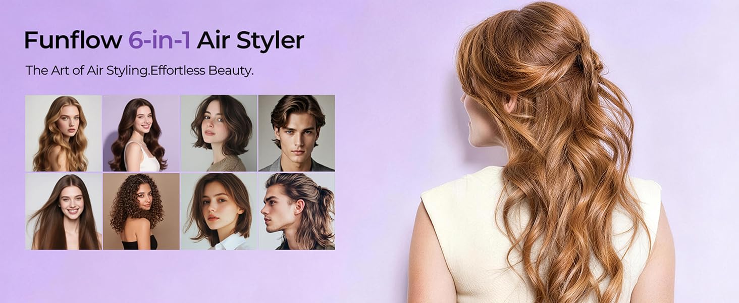 Funflow 6-in-1 Air Styler The Art of Air Styling.Effortless Beauty.