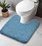 Disolla Toilet Rug U Shaped Blue 23x24 Machine Washable Non Slip Toilet Floor Mat Soft Plush Cont...