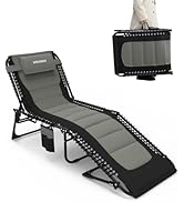 WKFAMOUT Outdoor Folding Lounge Chair Padded for Adults 264Ibs Patio Chaise Lounge Chair for Outs...