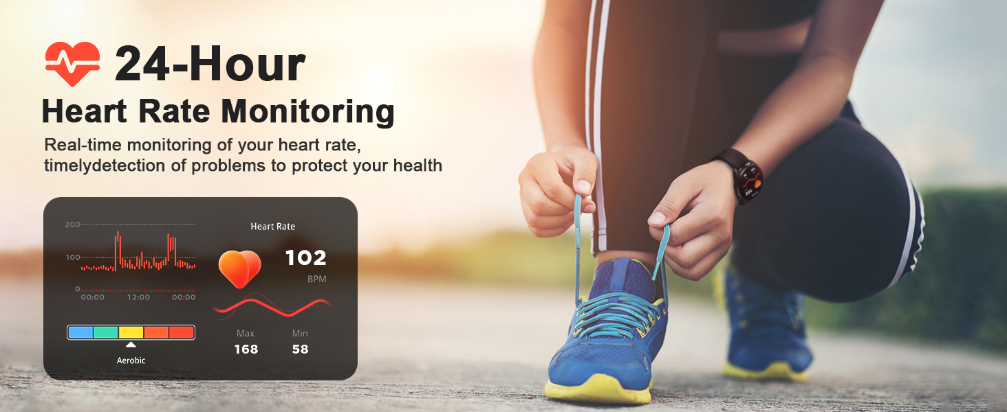 SmartWatch monitoring of your heart rate,timelydetection of problems to protect your health