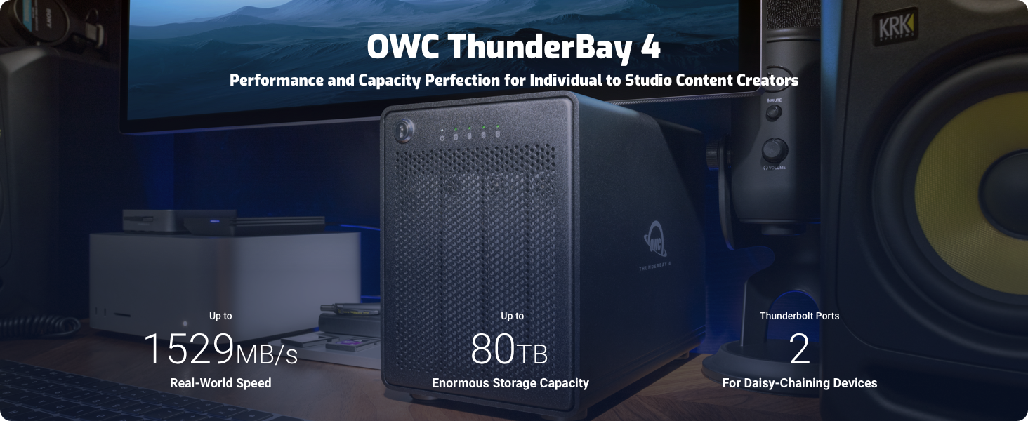 ThunderBay 4 Thunderbolt 3 RAID 2 4 5 10 SOFTRAID EXTERNAL STORAGE SOLUTION SSD HDD 2.5” 3.5”