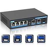 TEROW 2.5G Ethernet Switch, Unmanaged 6-Port Switch, 4 x 2.5G Base-T & 2 x 10G SFP, Multi-Speed N...