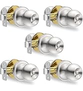 Plustool 5 Pack Privacy Door Knobs Interior, Satin Nickel Doorknob with Lock -ANSI Grade-3 Certif...