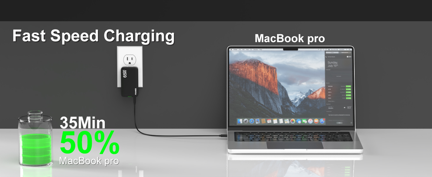 Macbook pro can reach 50% power after charging for 35 minutes