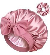 YANIBEST Satin Silk Bonnet for Sleeping Women, Double Layer Hair Bonnet with Elastic Tie Band for...