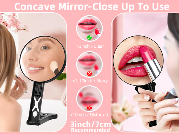Dual-Sided Handheld Magnifying Makeup Mirror