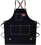 AFUN Chef Aprons for Women Men with Oversized Pockets, 12-Ounce Cotton Canvas Cross Back Water Re...