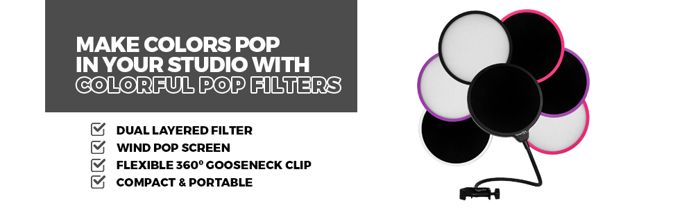 Microphone pop filter music sound recording studios condenser mic singer podcast voice pop blocker