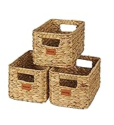Bobovie Small Wicker Basket Set, Hyacinth, 12.2x7.9x6.8 Inches - Ideal for Compact O...