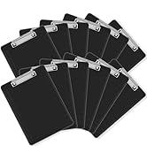 Black Clipboards, PANDRI 12 Pack Plastic Black Clipboards with Low Profile Clip 12.5 x 9 Standard...
