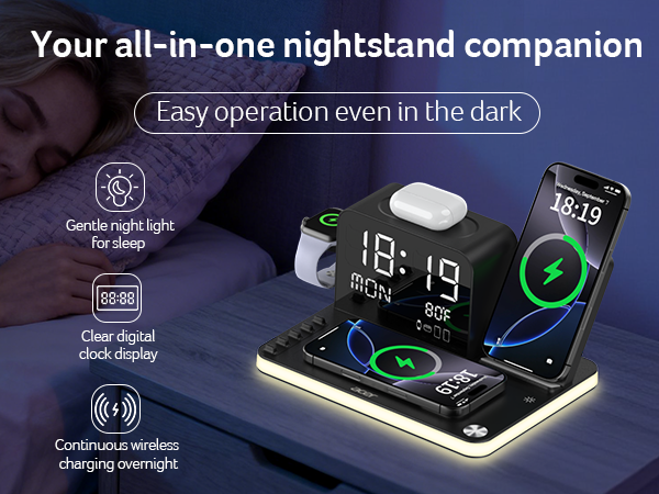 acer 7-in-1 Wireless Charging Station: Charger Stand for Multiple Devices for Apple - iPhone
