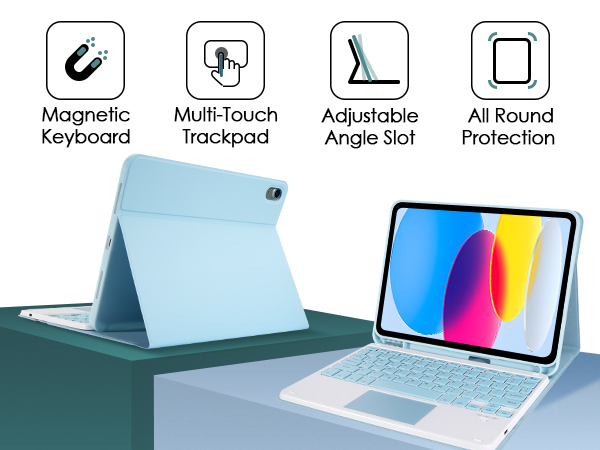 detachable keyboard case for ipad 10th generation 10.9 inch 2022 10th gen ipad cover with touchpad