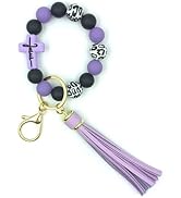 SHINYHARBOR Silicone Keychains Bracelet for Women Girls,Beaded Key Ring Wristlet for Car Keys,key...